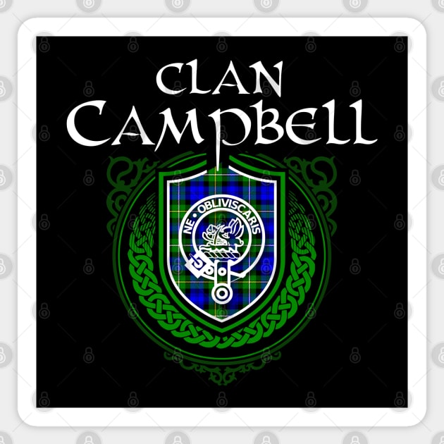 Clan Campbell Surname Scottish Clan Tartan Crest Badge Sticker by Celtic Folk